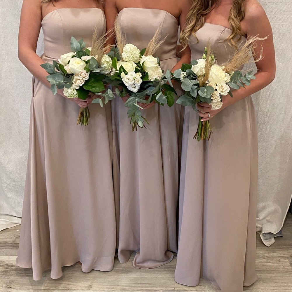 Davids bridal biscotti strapless bridesmaid dress